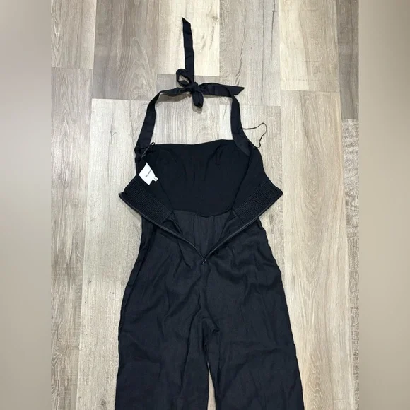 Reformation Malika Linen Jumpsuit in Black - Size 0